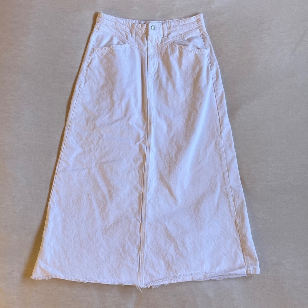 Free People We The Free "Come As You Are" White Denim Maxi Skirt - Picture 4 of 13